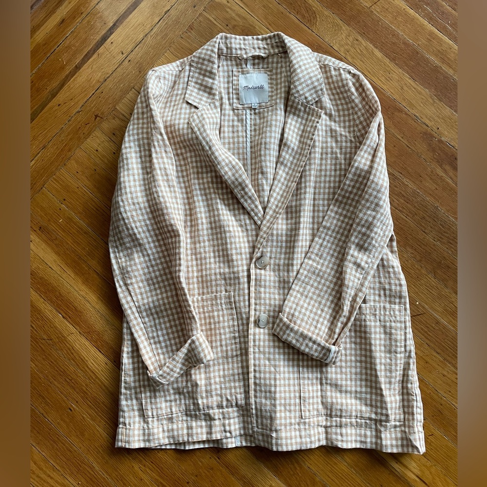 Madewell Beige Gingham Blazer